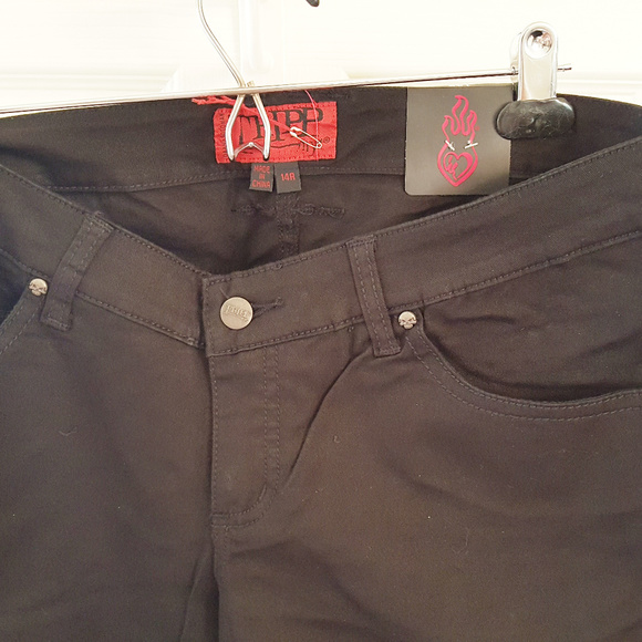 TRIPP Pants NWT Sz 14 Black Skull Rivets Rocker Jeans - Picture 2 of 6